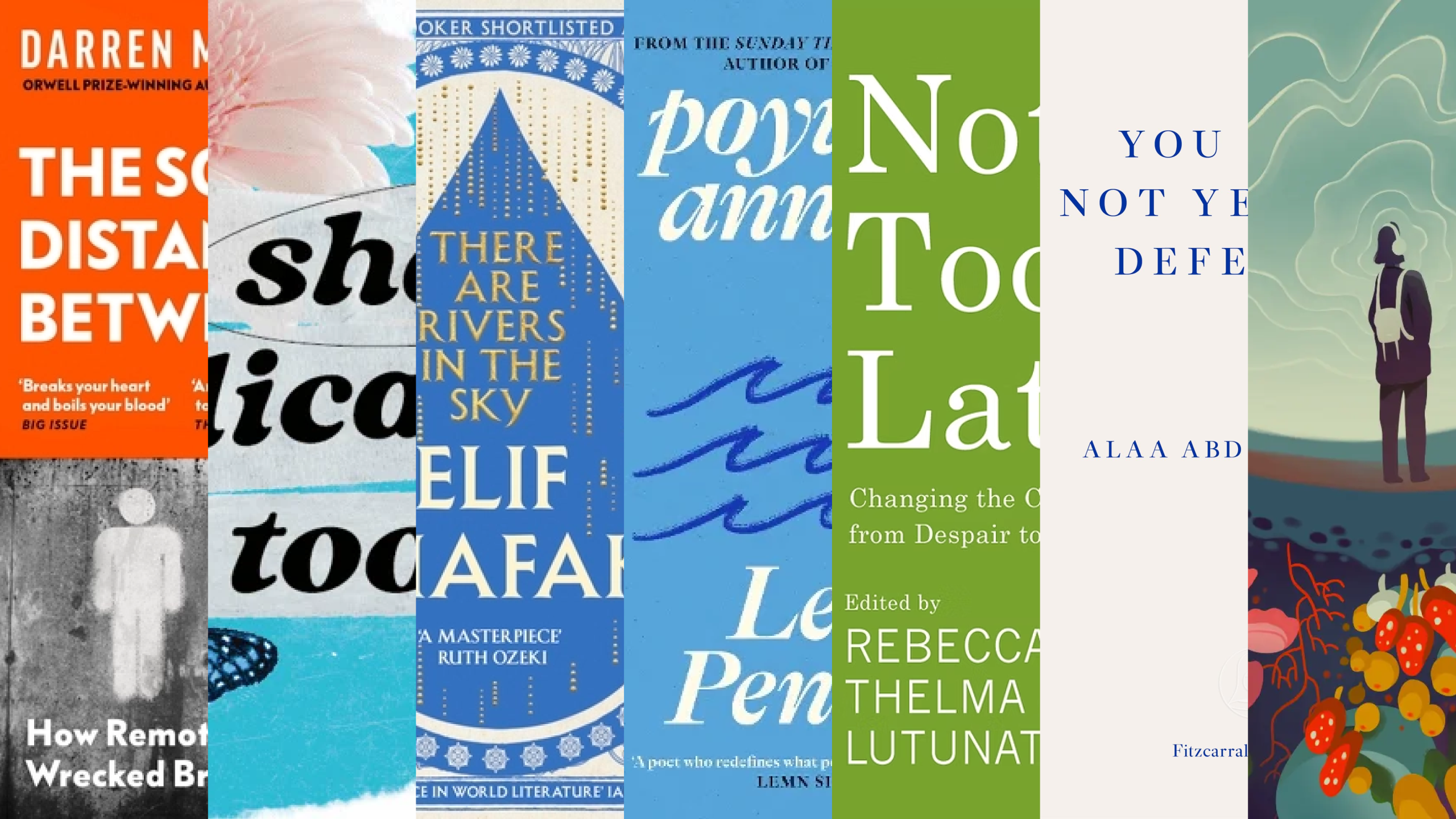 Collage of various covers, from books, short stories, poetry collections, and online toolkits.