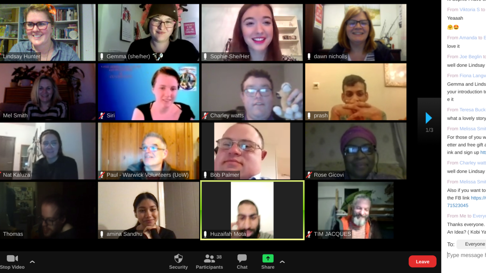 An image of lots of different people on a Zoom call.